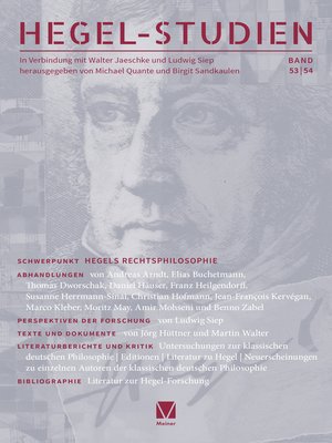 cover image of Hegel-Studien Band 53/54